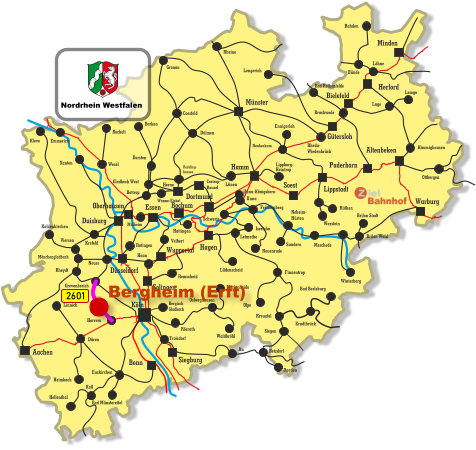 Unna-Königsborn Letmathe Iserlohn Castrop- Rauxel Unna Himmighausen Rheydt Remscheid Bergisch Gladbach Bocholt Borken Dorsten Wesel Xanten Mönchengladbach Kleve Viersen Emmerich Münster Warburg Altenbeken Paderborn Lippstadt Soest Siegburg Aachen Haan Ratingen Bonn Minden Herford Bielefeld Gütersloh Hamm Dortmund Duisburg Essen Mülheim Oberhausen Bochum Hagen Wuppertal Solingen Düsseldorf Köln Gronau Lünen Bottrop Gladbeck West Herne Reckling- hausen Kaldenkirchen Neuss Krefeld Grevenbroich Horrem Düren Kall Hellenthal Heimbach Linnich Euskirchen Bad Münstereifel Au Marienheide Lüdenscheid Fröndenberg Rüthen Warstein Lippborg- Heintrop Neubeckum Ennigerloh Neuenrade Sundern Neheim- Hüsten Finnentrop Olpe Schwerte Wanne-Eickel Meschede Winterberg Brilon Stadt Brilon Wald Siegen Kreuztal Waldbröhl Osberghausen Betzdorf Daaden Erndtbrück Troisdorf Bad Berleburg Ottbergen Dülmen Coesfeld Löhne Lage Lemgo Brackwede Rheda- Wiedenbrück Bad Rothenfelde Bünde Lengerich Rheine Rahden Hattingen Velbert Rösrath 2601 Nordrhein Westfalen Bergheim (Erft)